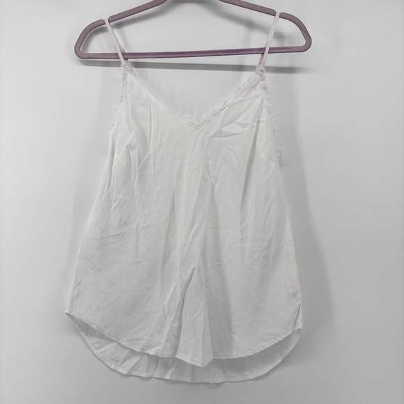 Bella Dahl White Frayed Raw Edge V-Neck Tencel Cami Top XS - Picture 3 of 11